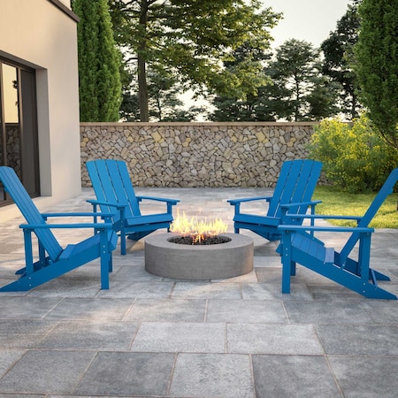 Flash Furniture Blue Poly Resin Adirondack Chair, PK 4 4-JJ-C14501-BLU-GG